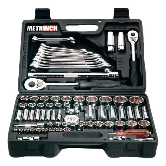 METRINCH MET-0076 Cassetta per Spazzole POLLICI + METRICH 1/2" 3/8" 1/4" Set 76 pezzi