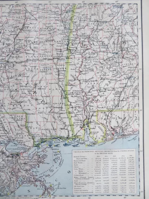 Mississippi Alabama Louisiana New Orleans Mobile Jackson 1883 Letts scarce map 3