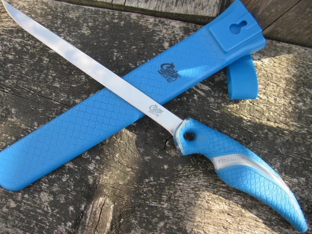 Grosses Cuda Filetiermesser 21,5cm Klinge Angel Messer Filiermesser Titannitrid