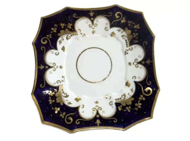 Service plat porcelaine Samuel Alcock bleu cobalt dorure assiette plateau 3