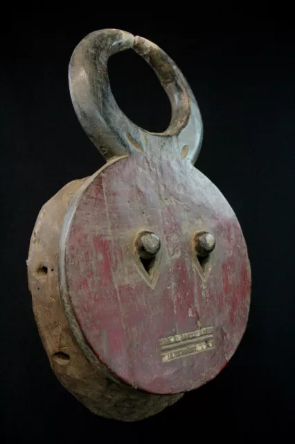 Art African tribal Mask Dance Wooden Baoulé Billiards Ball Goli Female - 41 CMS