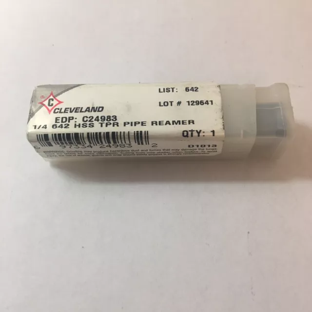 CLEVELAND 1/4 HS 129641 RH Spiral Flute Pipe Reamer