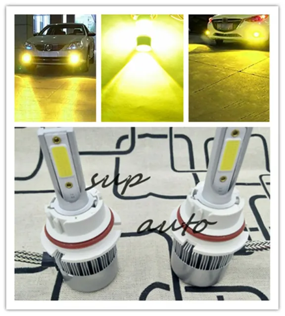 9004 HB1 3000K Yellow 8000LM LED Headlight Bulbs Kit High Low Beam Headlamp