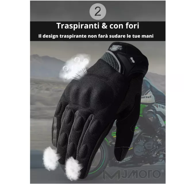 Guanti da Moto, Touchscreen, per Uomo Donna, Guanti Moto Estivi, Motocross MTB 3