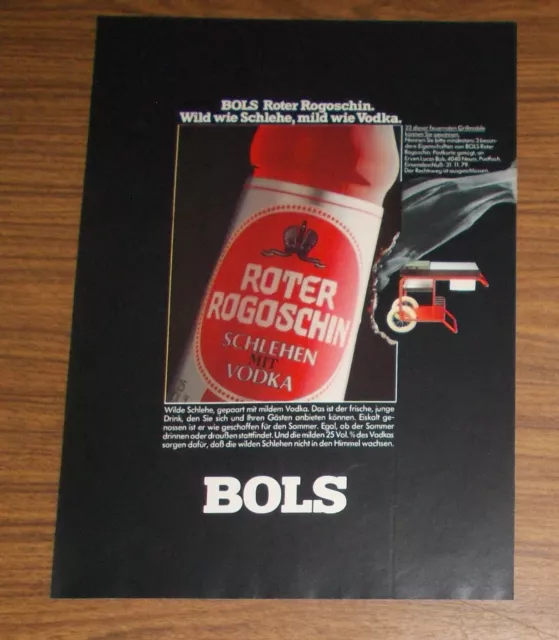 Seltene Werbung BOLS ROTER ROGOSCHIN -Schlechen mit Vodka 1979