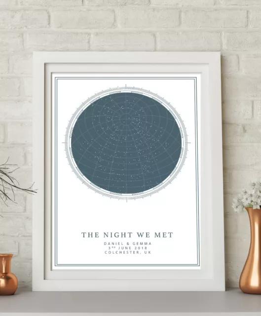 Personalised Night Sky Star Map Print Day We Met Valentines Paper Gift