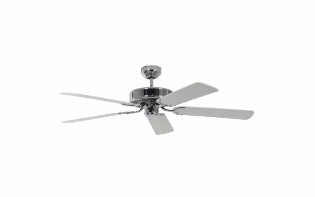 Ventilateur de plafond sans Lumière Ventilateur silencieux Acier Blanc 132 cm