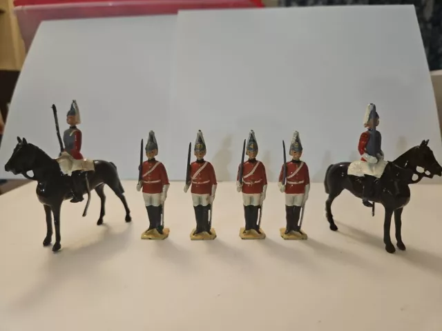 Britains #2029 1st Lifeguards 2 Mounted 4 Foot Sentries 1949-1966 Excellent Cond