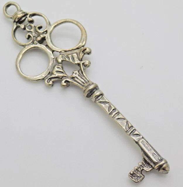 Vintage Italian Handmade Genuine Silver Decorative REAL LIFE SIZE Detailed Key