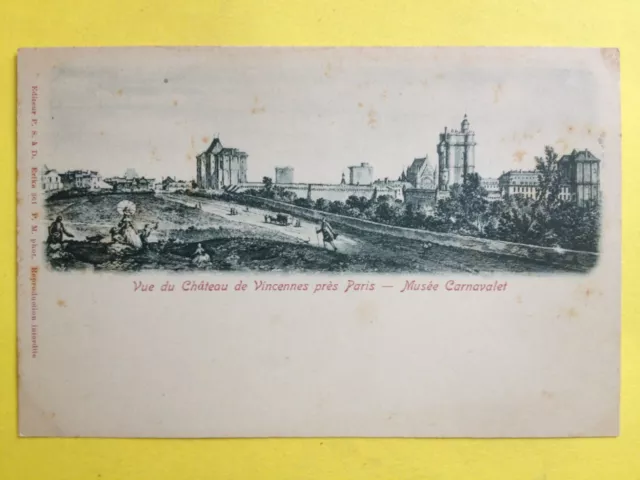 cpa Dessin Gravure Vue du CHÂTEAU de VINCENNES près de PARIS Musée Carnavalet