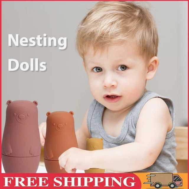 Color Size Matching Toys Gifts Montessori Toy for Boys Girls (Red Bear)
