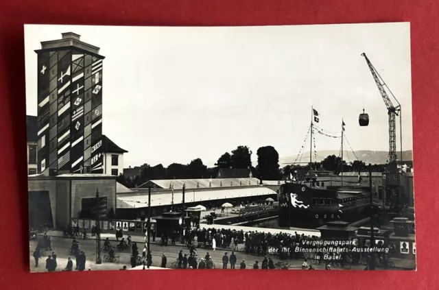 Foto AK BASEL Schweiz um 1935 Int. Ausstellung für Binnenschiffahrt ( 79799