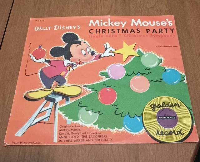 VINTAGE YELLOW RECORD Disneys Mickey Mouse Christmas party 12.00