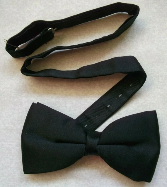 Bow Tie MENS Retro Dickie Bowtie Adjustable 1990s SOLID BLACK Vintage