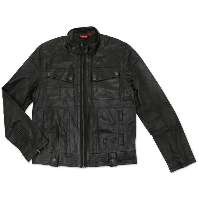PUMA DUCATI LEATHER Biker Motorcycle Jacket Black Small mens