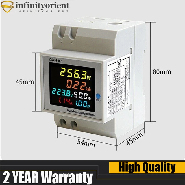 KETOTEK Digitale eenfasige stroommeter, ampèremeter voltmeter DIN-rail AC 80-300 V 100 A elektriciteitsmeter 1 fase energiemeter KWH wattmeter