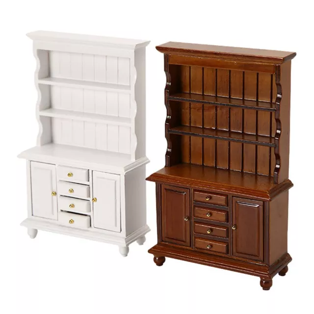 1/12 Dollhouse Cabin Miniature Furniture Multifunction Wood Cabinet Bookcase