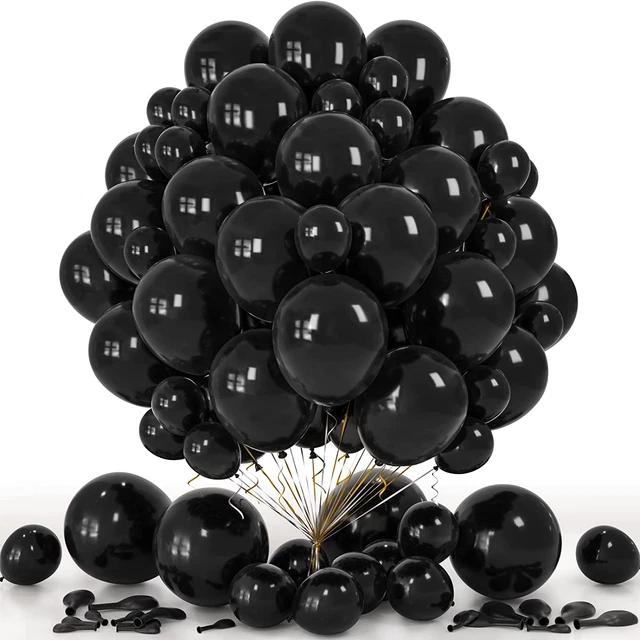 Paquete de globos negros, 60 piezas globos negros diferentes tamaños de 5 pulgadas 12 pulgadas para