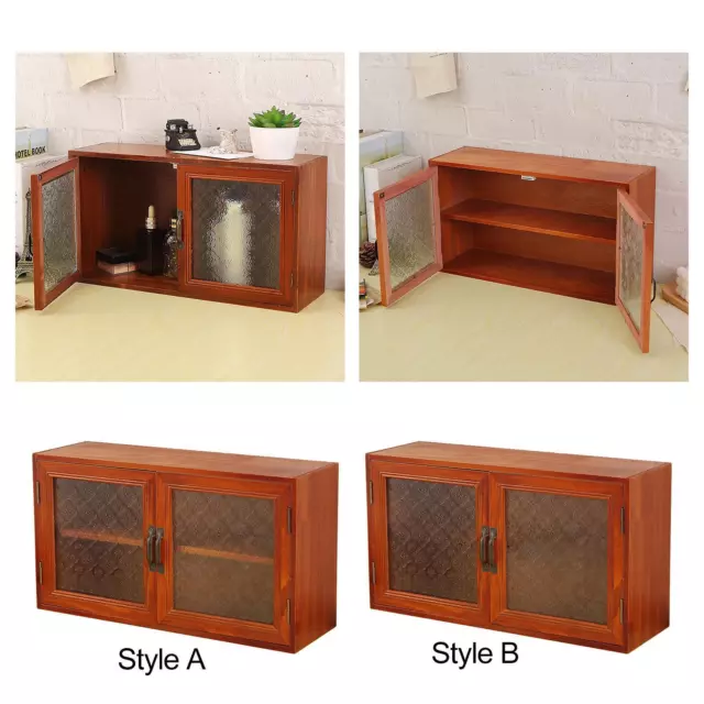 Wood Storage Cabinet Action Figures Display Shelf with Door Model Car Display