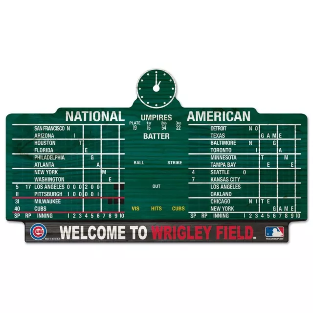 CHICAGO CUBS ~ Official MLB 11x17 Welcome to Wrigley Field Scoreboard Wood Sign