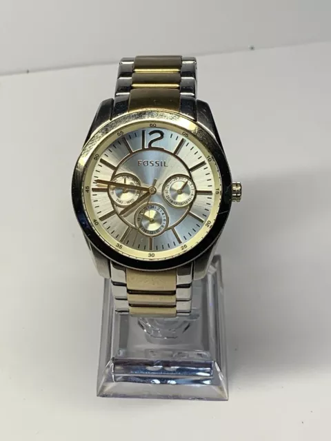 FOSSIL Brenna Womens Watch 40 mm BQ-1555 Stainless Gold/Silver Tone 6.5 in