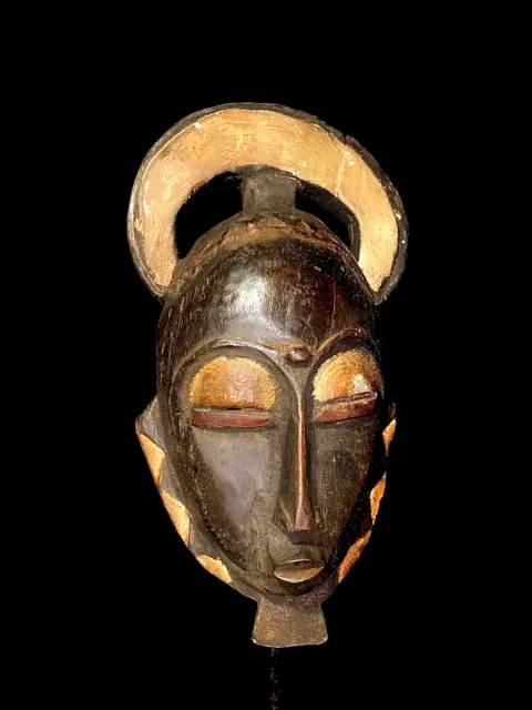 carved wood tribal mask african Carved wooden art masks  BaouléA-5274