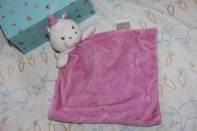 Doudou Mes Petits Cailloux Licorne Plat Rose Blanc Neuf