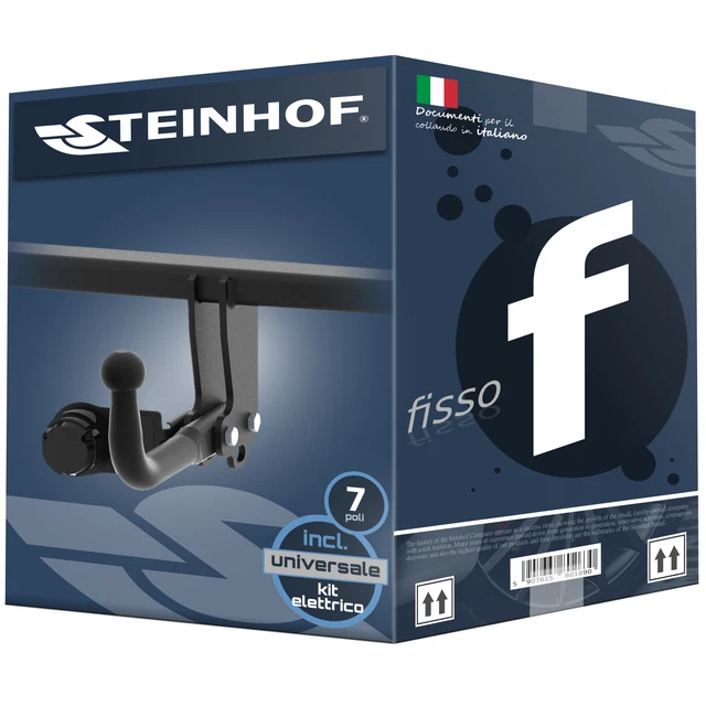 STEINHOF Gancio Di Traino Fisso Per VW Passat B5/3B SW/Variant (10/1996-10/2000) - Con Kit Elettrico Universale 7 Poli - Valore D 8,8 - Portata 1600 Kg - 3