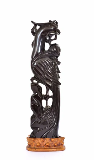 506G Old Chinese Cherry Amber Bakelite Faturan Carved Carving Phoenix Bird Stand