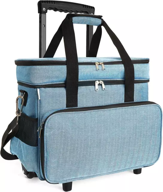 SEWING MACHINE CASE with Wheels, Rolling Sewing Machine Tote for ...