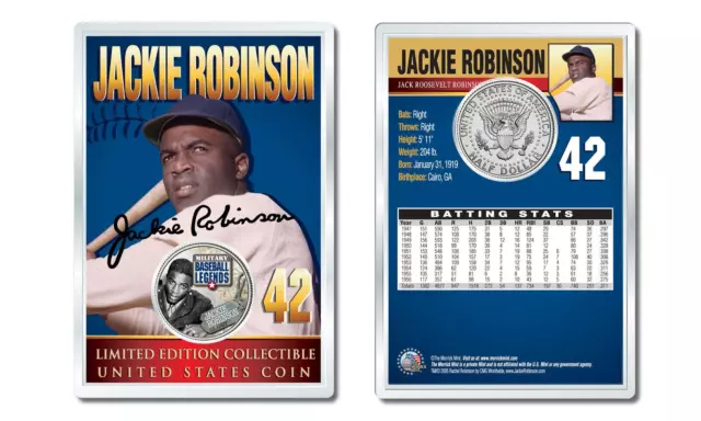 JACKIE ROBINSON - Military Legends JFK Half Dollar U.S. Coin in PREMIUM HOLDER