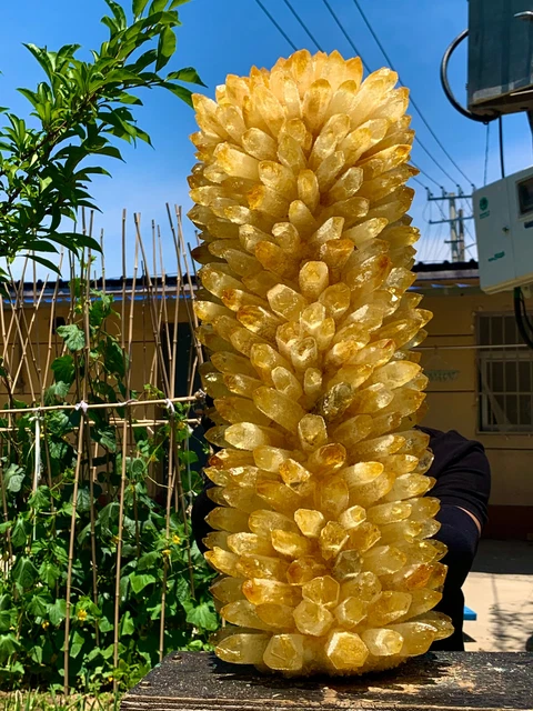 60.45LB  New Find yellow Phantom Quartz Crystal Cluster Mineral Specimen Healing 9