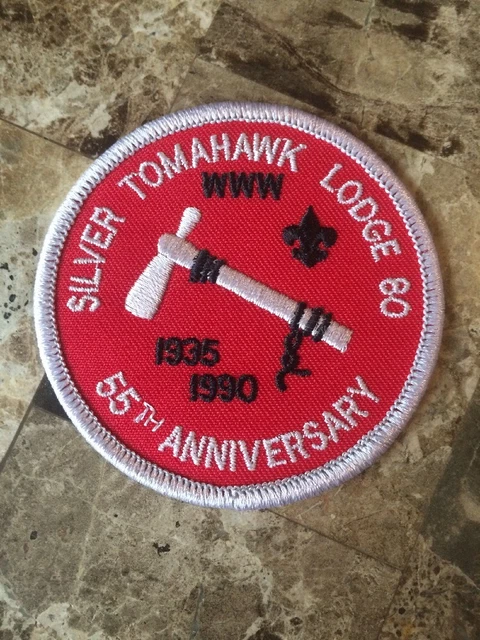 Boy Scout OA SILVER TOMAHAWK LODGE 80 Round 55th Ann Patch 136 80 67 WWW IA IL
