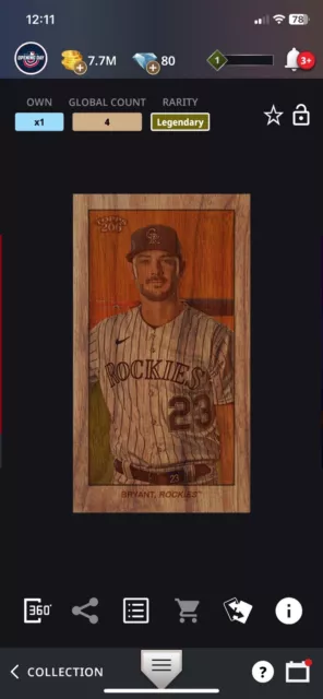 Topps Bunt DIGITAL 2023 Kris Bryant Topps 206 Wood Legendary 4cc!