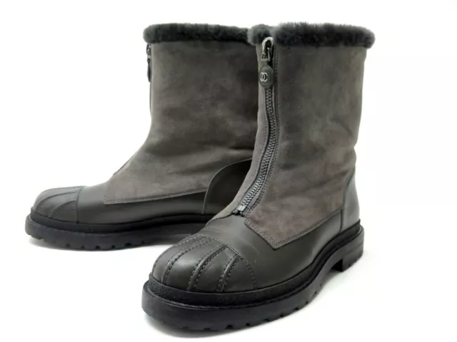 Neuf Chaussures Chanel Bottines Fourrees Et Zippees G31287 Daim Boots 1550€