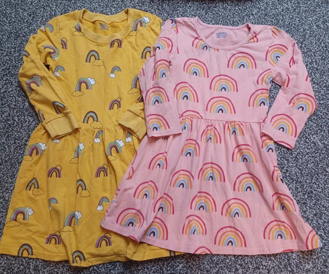Smazero - Girls Long Sleeved Dress Bundle - Age 7 Years - Rainbows  Pink Yellow