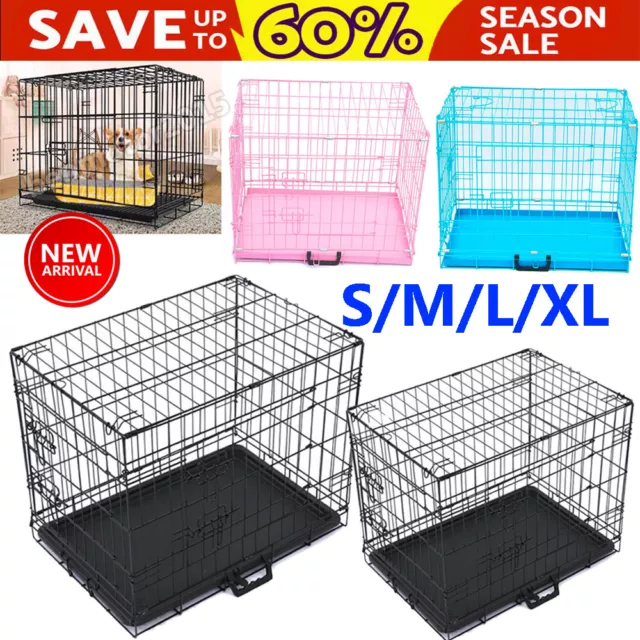 Dog Cage Pet Puppy Crate Carrier Home Folding Door Training Kennel S M L XL XXL