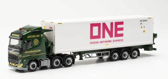 Camion HERPA 1/87 – Volvo FH 4x2 Avec Remorque Conteneur Salari – Gris