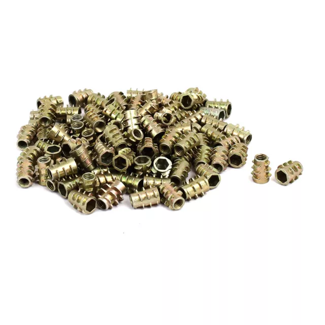 M4x10mm vis à écrous Insert fileté 100pcs ton Bronze pour meubles en bois