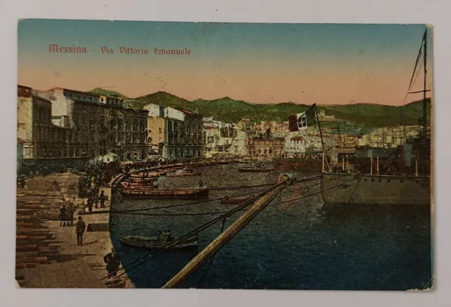 MESSINA - Via Vittorio Emanuele , No Vg Primi Del 900 F.p. Animata e Bella