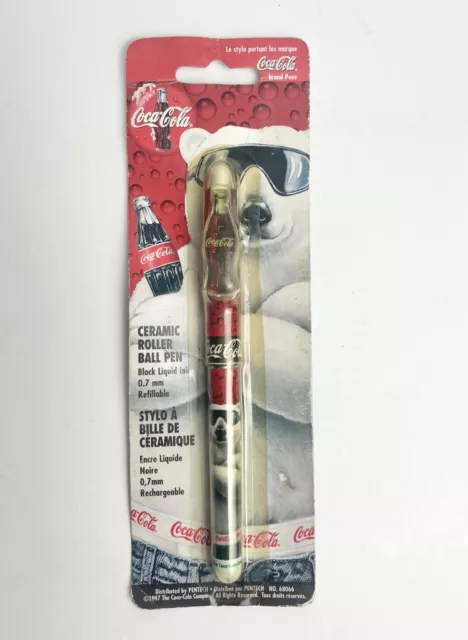 1997 Vintage Coca Cola Coke Collectible Polar Bear Ceramic Roller Ball Pen New