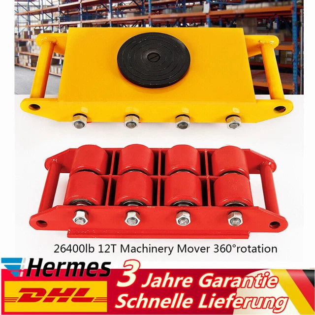 20 T Transportfahrwerk – Panzerrollen Set Mit 4 Rollen, Je 5.000 Kg Tragkraft, Inkl. Aufsätze & Zugstangen