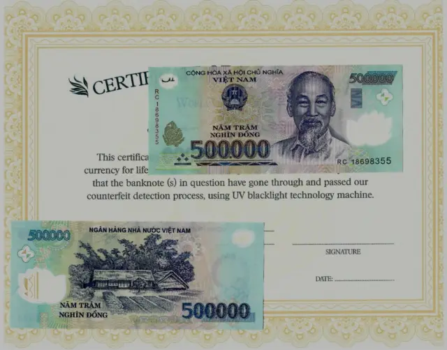 Vietnam 500,000 Dong Banknote, 2021, P-124q, UNC, Polymer USA SHIPING COA 1 note