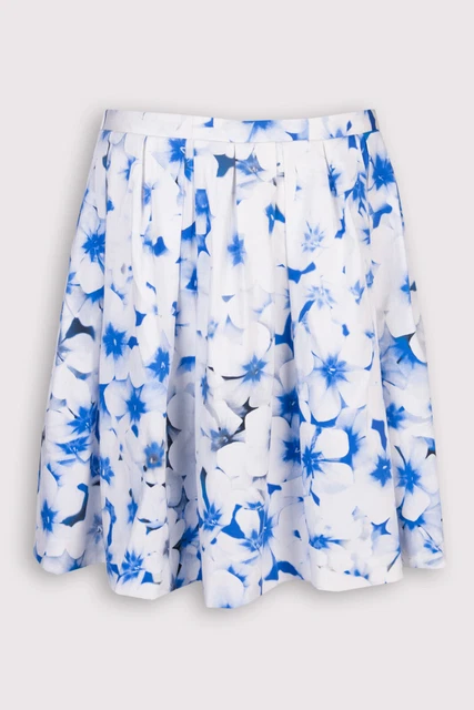 RRP€180 PAUL & SHARK Flare Skirt US8 IT42 S Floral Pattern Pleated Made in Italy