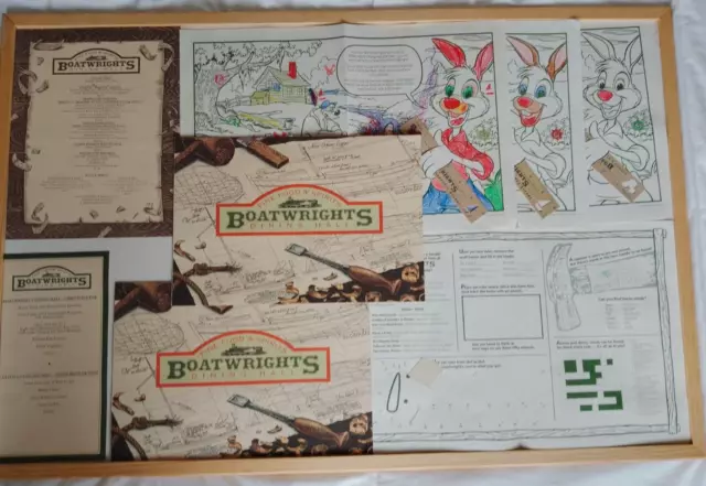 Vintage DISNEY WORLD Boatwright Dining Hall Menus & Kids Activity Sheets '93
