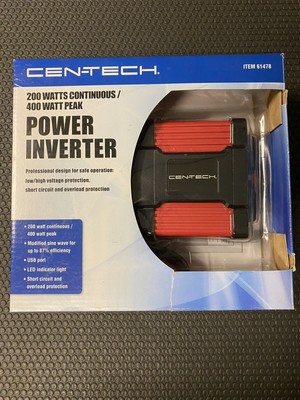 Cen-Tech Power Inverter 61478 200Watt Continuous/400watt Peak USB Port