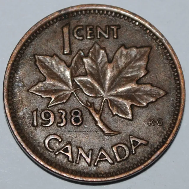 Canada 1938 1 Cent Copper Coin One Canadian Penny George VI