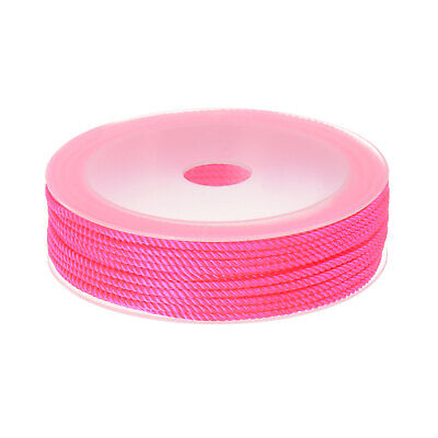 Cuerda de perlas de nailon de 2 mm hilo de nudo chino pulsera hilo, rosa caliente, 42 ft