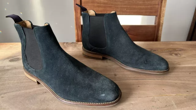 MARKS & SPENCER Mens Blue Suede Leather Chelsea Boots UK6 Rubber Soles ...