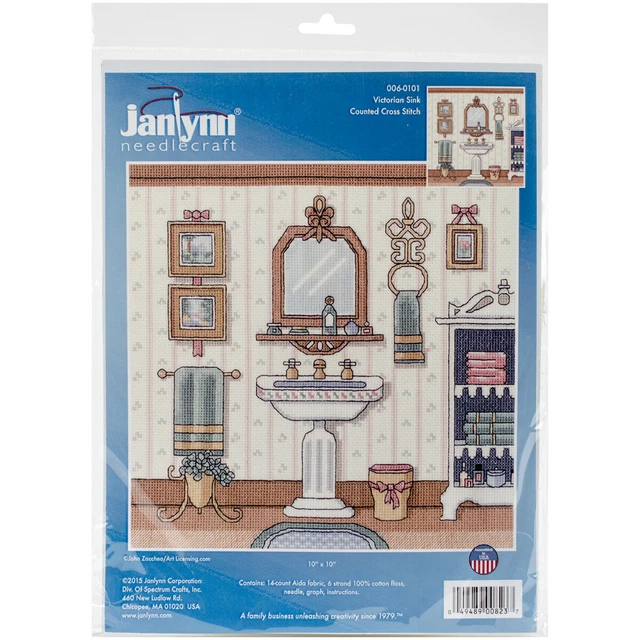 Kit de punto de cruz contado Janlynn 10""X10"" - fregadero victoriano (14 unidades) -06-0101